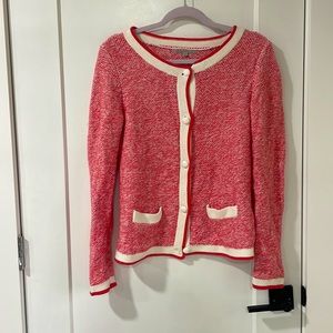 Cherry Red Gap Knit Button Up Sweater